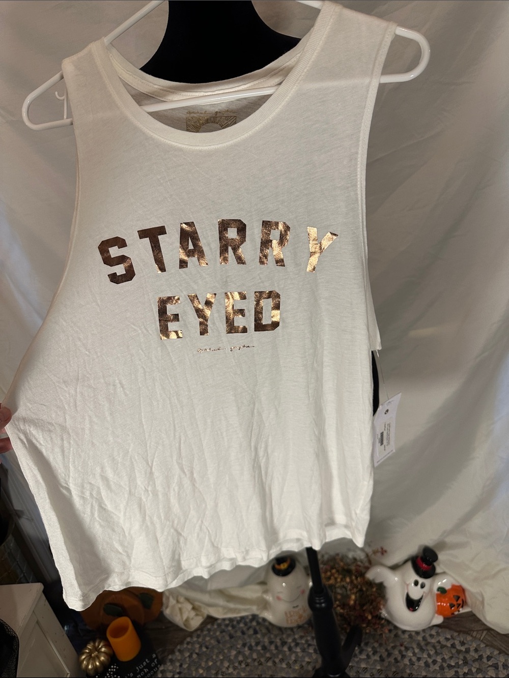 Starry Eyed Women’s White Graphic Tank Top